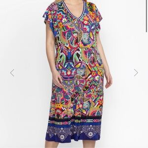 JOHNNY WAS THE JANIE FAVORITE TIERED TEA LENGTH KNIT DRESS MISSES SIZE XL